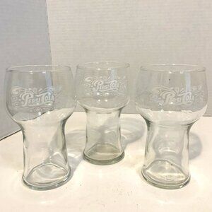 Vintage Clear Pepsi 16 oz. Glasses - Lot of 3